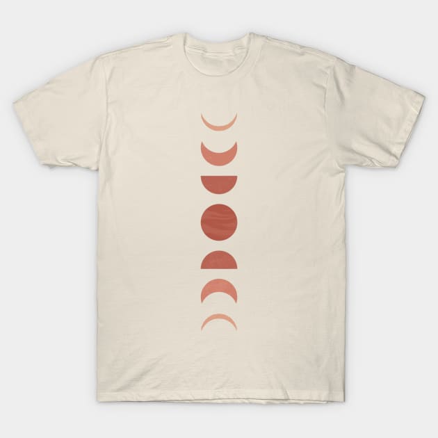 Moon phases watercolor in delicate apricot T-Shirt by Unelmoija